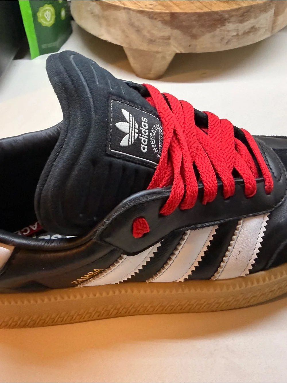 adidas  Black Sneakers with Red Laces and White Stripes